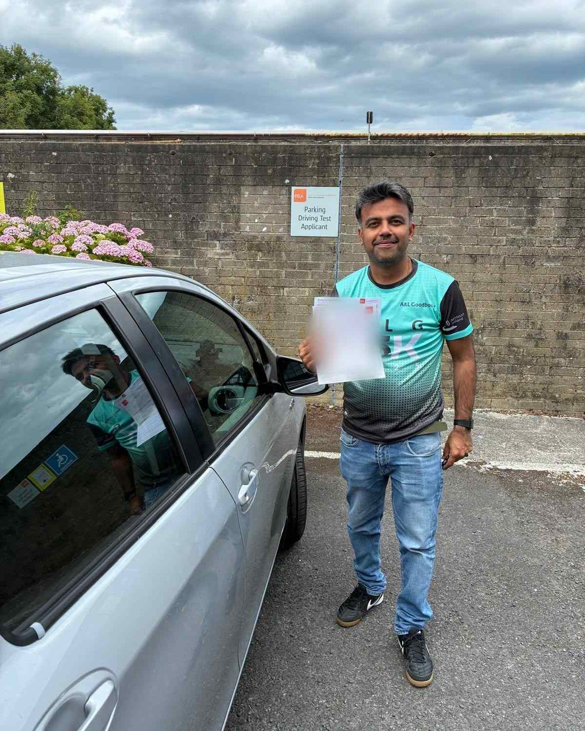 A learner driver practicing in a modern dual-controlled automatic hire car during a driving lesson in Tallaght.