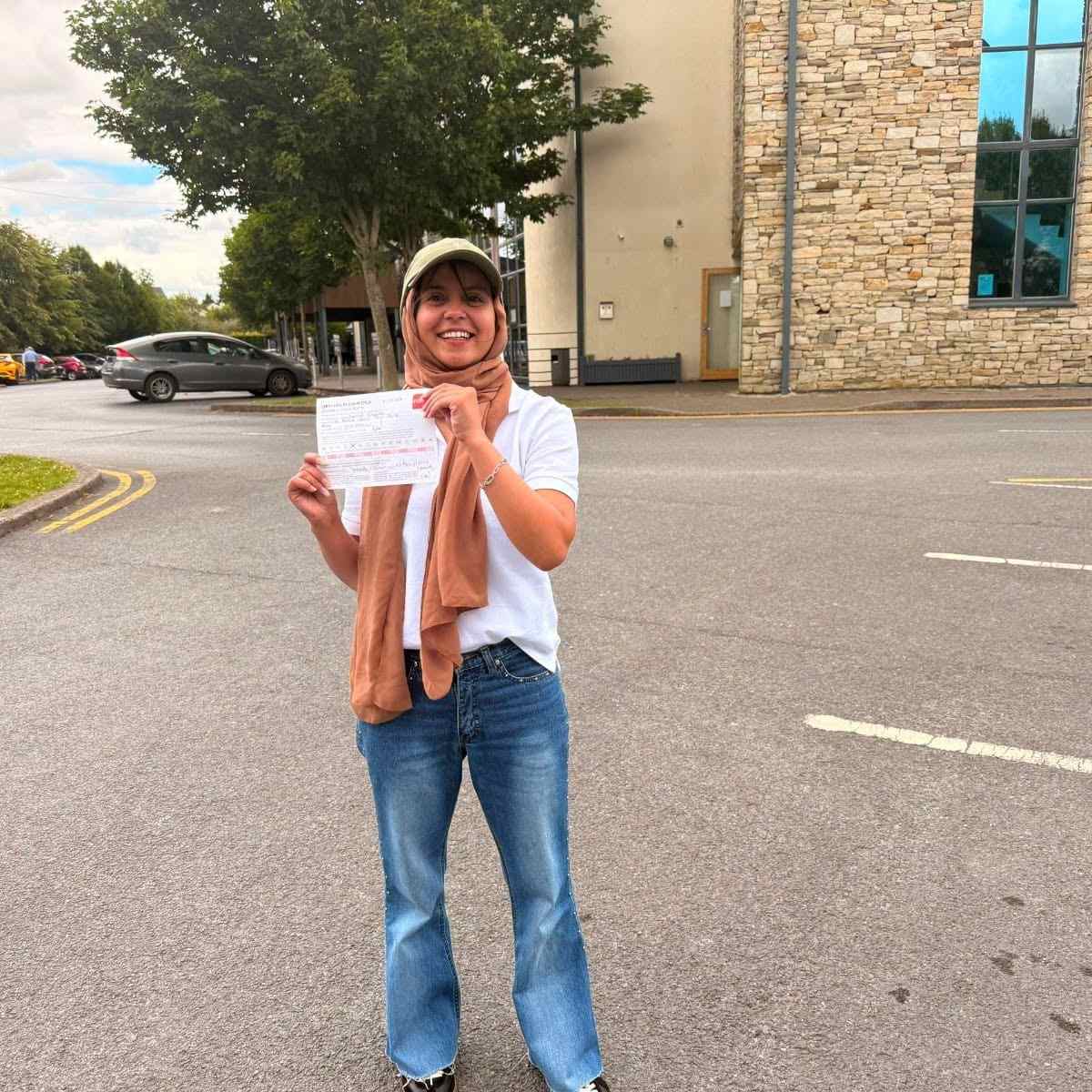 A prospective driving student preparing to use an RSA-compliant dual-controlled hire car for a practical driving test in Tallaght.